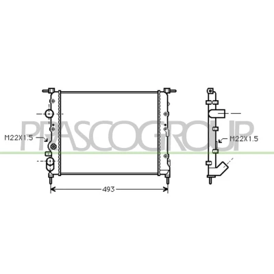 Immagine di PRASCO DA220R001 Radiatore motore Alluminio 430 378 23 Alette di raffreddamento montate meccanicamente RENAULT: Kangoo I Express, CLIO 2