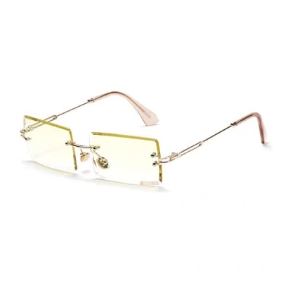 Immagine di occhiali da sole ovali con montatura ultra piccola per donna Uomo Rectangle Retro senza lenti trasparenti