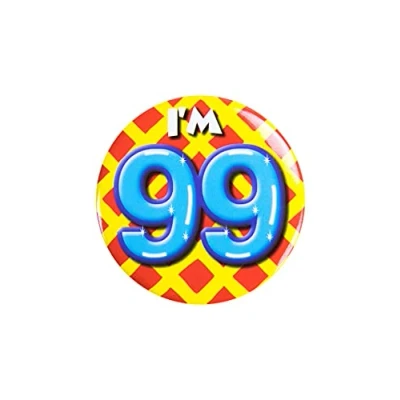 Immagine di PD Party 6014799 Compleanno Distintivo/Spillo Badge Celebrazione Festa I&#039;m 99, Multicolore, 5.5cm Lunghezza x Larghezza 0.5cm Altezza