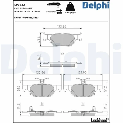 Immagine di DELPHI LP3633 Kit pastiglie freno con segnalatore acustico usura lamierino anticigolío senza accessori MAZDA: 3 Hatchback, CX 30