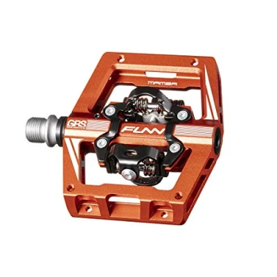 Immagine di Funn Mamba S Pedali MTB Clipless, per Mountain Bike con Piattaforma Compatta a Doppio Lato, Compatibili Tacchetti SPD, Bicicletta Asse in CrMo da 9/16 pollici (Arancione)