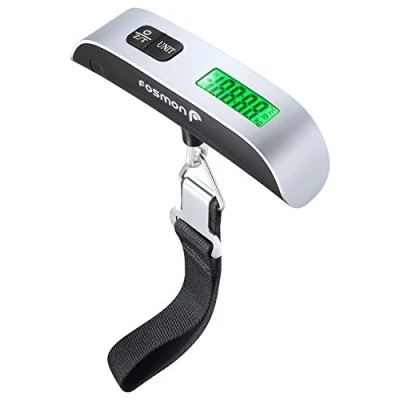 Immagine di Scala dei Bagagli Digitale, Fosmon Appeso di Peso con sensore Temperatura, Fino a 110 lb / 50 kg Funzione Tara Argento