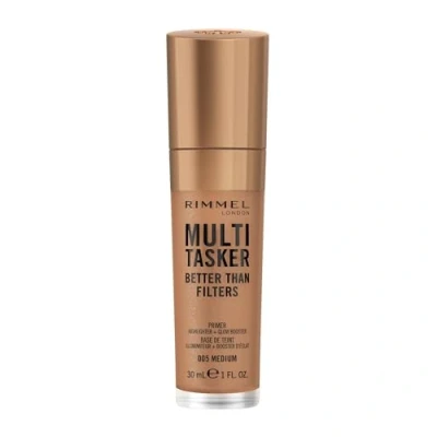 Immagine di Rimmel Multi Tasker Better Than Filters, 005 Medium, Primer Viso, Glow Booster e Illuminante, Formula Vegana, Leggera, Antietà, Pigmenti che Riflettono la Luce, Maxi Applicatore Soft Touch, 30ml (1oz)