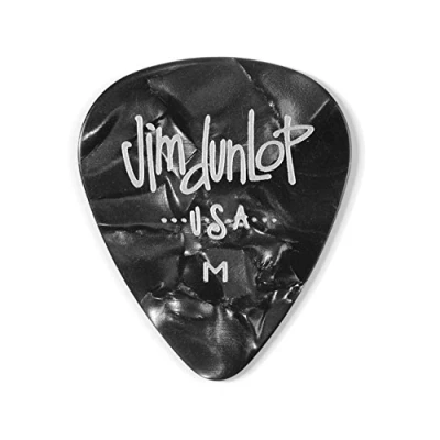 Immagine di Dunlop Classic, Plettri Per Chitarra In Celluloide, Confezione Da 12 Pezzi M Black Pearloid