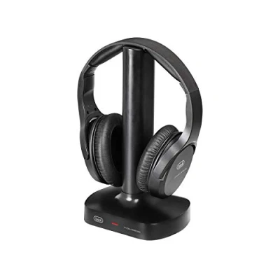 Immagine di Trevi FRS 1480 R Cuffia Stereo per TV, Ricevitore RF Wireless Senza Fili, Base di Ricarica, Digitale Ottico, Jack 3.5 mm, RCA, Archetto Regolabile, Spegnimento Automatico