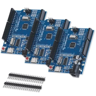 Immagine di AZDelivery 3 schede di microcontrollore AZ ATmega328 con connettore USB C incluso e book!