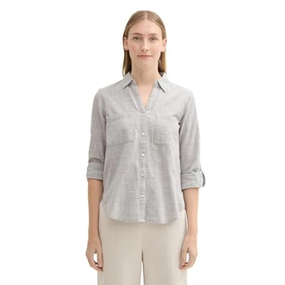 Immagine di TOM Tailor MIT Brusttaschen Camicia, Donna, Taglia: 40, Explicit grey
