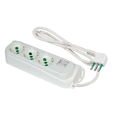 Immagine di FANTON 474604ECO Multipresa OMEGA ECO RELIFE 3 prese bipasso/schuko 2P+T 16A cavo 1,5 m. spina piccola 10A + interruttore automatico luminoso di sovraccarico, Bianco