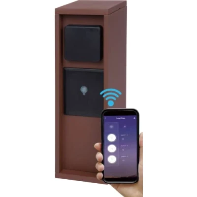 Immagine di BOLD 10621 Presa di corrente da giardino 3 scomparti Ruggine senza cavo, con interruttore, timer, controllata App, programmabile