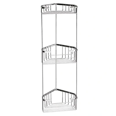 Immagine di GEDY Portaoggetti doccia angolare in filo, 3 ripiani, Misure e peso: 61,5X17,2X17,2 CM &amp; 0,955 KG, Porta oggetti per bagno realizzato acciaio inox, Design R&amp;S Gedy, 2 anni di garanzia