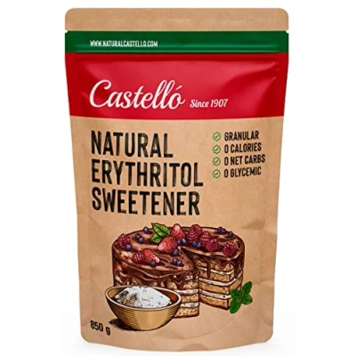Immagine di Castello since 1907 Eritritolo Dolcificante 100% Naturale Granulato 10g = 7g zucchero Sostituto dello Keto e Paleo 0 Indice Glicemico Calorie Carboidrati 850 g