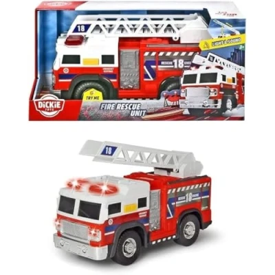 Immagine di Dickie Toys Fire Rescue Unit Camion dei pompieri da 30 cm con scala estraibile, luce blu e sirena, per bambini dai 3 anni in su