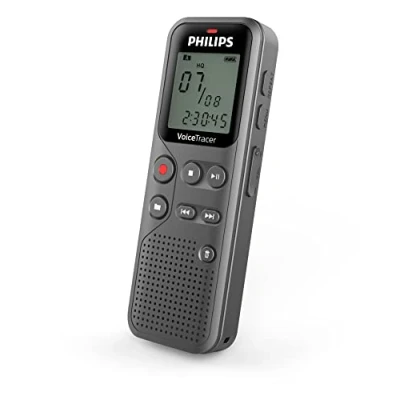 Immagine di Philips VoiceTracer Registratore audio DVT1120 Mono WAV, Registrazione One Touch, 8GB, USB Plug &amp; Play, Grigio