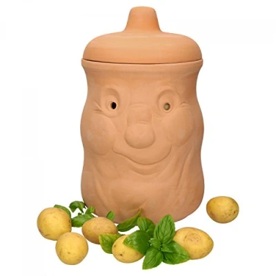 Immagine di MamboCat, divertente contenitore in terracotta per conservare e stipare circa 1500 g di patate, con coperchio