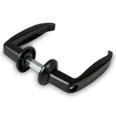 Immagine di Amig Set di Maniglie Nere con Base in Alluminio Senza Piastra Ottimale per Porte Passaggio e Ingresso Interni ed Esterni Misure: 105 x 40 mm