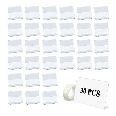 Immagine di 30 Pezzi Portatessere Trasparente, Porta Cartellino Pprezzo Etichetta Trasparente Targhetta, per Il Prezzo Scaffale, Acrilico, Merce, Segni, Negozio,Ufficio