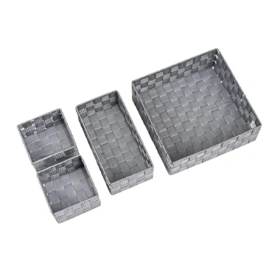 Immagine di WENKO Cesta da Bagno Adria Grigio, Set 4 cestelli Decorativi per la conservazione e organizzazione, Misure S, M ed L Cucina, Altri Ambienti, portaoggetti di Polipropilene Resistente