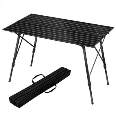 Immagine di WOLTU Tavolo da Campeggio Pieghevole Portatile in Alluminio per Picnic Giardino Altezza Regolabile 120x68,5x59/78,5 cm Nero CPT8132sz