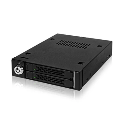 Immagine di Icy Dock ToughArmor MB992SK B Rack Rimovibile Robusto Tutto in Metallo per 2X HDD da 2,5&quot; o SSD SATA alloggiamenti Esterni 3,5&quot;