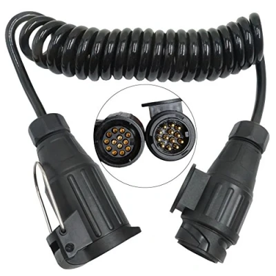 Immagine di Techfection Cavo di prolunga Rimorchio 13 Poli 12V 3m Spiral Adattatore per Spina E Presa Estensione Barca Caravan Portabici Camion Trattore