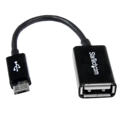 Immagine di StarTech.com Cavo Adattatore micro USB a femmina OTG da viaggio, Connettore 12cm M/F, Nero