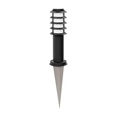 Immagine di ledscom.de Paletto luminoso PORU con picchetto di terra per esterni, IP44, griglia, 39cm, nero, incl. lampada E27 471lm, bianco extra caldo