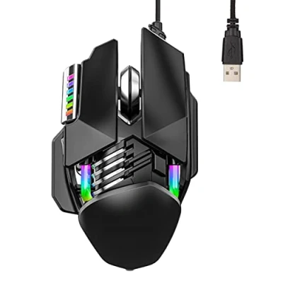 Immagine di Xirfuni Mouse da Gioco, Ergonomico per Computer con Pulsanti 12800 DPI 6D 4 Effetti RGB, PC Portatile Cablato USB Portatile, Plug And Play