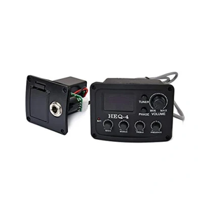 Immagine di Alnicov Chitarra HEQ 4 Equalizzatore a bande Preamplificatore Amplificatore Accordatore cromatico Piezo Pickup per chitarre acustiche Nero