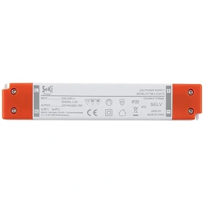 Immagine di SeKi Driver LED a tensione costante 24 V DC 15 W 0,625 A, forma piatta/sottile, alimentatore, trasformatore, alimentatore di commutazione; nessun carico minimo, rumore/LED sfarfallio,