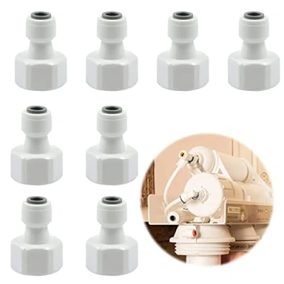 Immagine di Filtro Acqua Connessione Raccordo Collegamento Rapido Adattatore Filettata 1/2&quot; Convertibile Connettore 1/4&quot; per Tubo Osmosi Inversa, 8 Pezzi