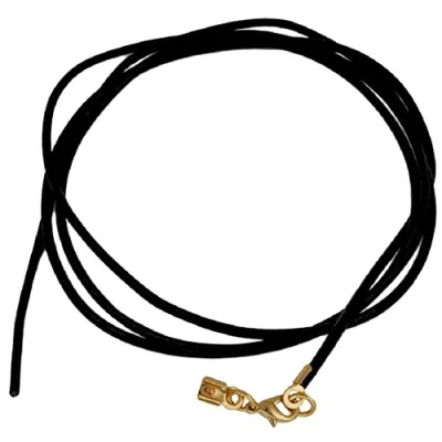 Immagine di unbespielt Collana a Catena Corda Nero per Gli Uomini delle Donne o Bambino moschettone di Chiusura in Oro colorato Lunghezza 1m accorciata. Larghezza 2 mm.