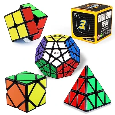 Immagine di ROXENDA Speed Cube Set, Pack of 2x2 3x3 Piramide Dodecahedron Skewb, Tornitura Facile &amp; Gioco Regolare [5 Pezzi] (Adesivi Cube)