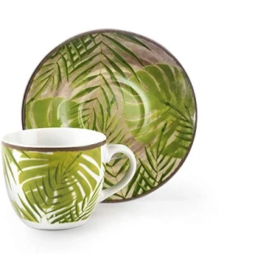Immagine di Excelsa Foliage Set 6 Tazzine caffè con Piattino, Porcellana