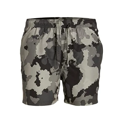 Immagine di Jack &amp; Jones Jpstfiji Camouflage Shorts da mare, Uomo, Taglia: Small, Grey