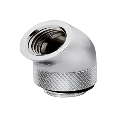 Immagine di Corsair Hydro X Serie, Adattatore Rotary 45 Confezione Doppia (Filettature BSPP G1/4 Standard, Meccanismo di Rotazione a Tenuta, Finitura Alta Qualità, Ottimizzato per Portate Elevate) Cromato