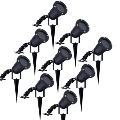 Immagine di Ledvion 9X Faretti LED con Picchetto, Alluminio, IP65, 5W, Attacco GU10, 1M Cavo
