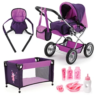 Immagine di Bayer Design 15012AB Set, carrozzina per bambole Combi Grande, bundle con molti accessori, viola