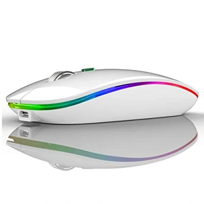 Immagine di Uiosmuph G12 Mouse Wireless, 2,4 GHz con Ricevitore USB Senza Fili, DPI Regolabile LED Wireless Ergonomico for Mac/PC/Laptop/iPad Bianco