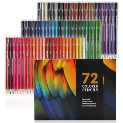Immagine di WUFANC 72 Matite Colorate Set Di Bambini Alta Qualità Con Custodia Portatile Ideale Per Scuola D&#039;Arte E Studio Professionali