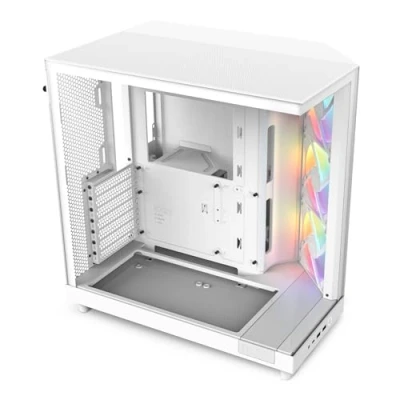 Immagine di NZXT H6 Flow RGB, CC H61FW R1, Case Mid Tower Compatto a Doppia Camera con Flusso d&#039;Aria, Include 3 Ventole RGB da 120 mm, Pannelli in Vetro Panoramico, d&#039;Aria ad Alte Prestazioni, Bianco
