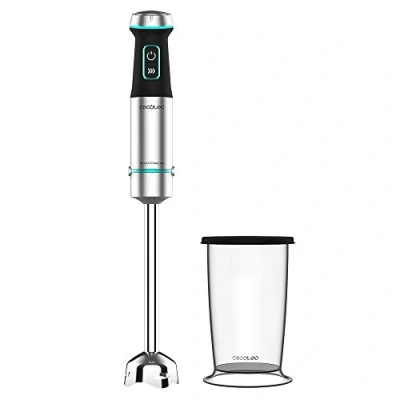 Immagine di Cecotec Frullatore A Immersione Power Titanblack 1200 XL, W, Tecnologia Crossblades con Lame 4 Lame, Piede Cappa Antispruzzo, Selettore di Velocità, Include Bicchiere da 800 ml