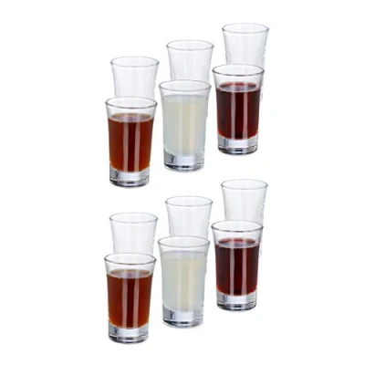 Immagine di relaxdays Set da 12 Bicchierini 4 cl Vetro Trasparente Tequila, Vodka, Caffè, Resistenti e Lavabili in Lavastoviglie