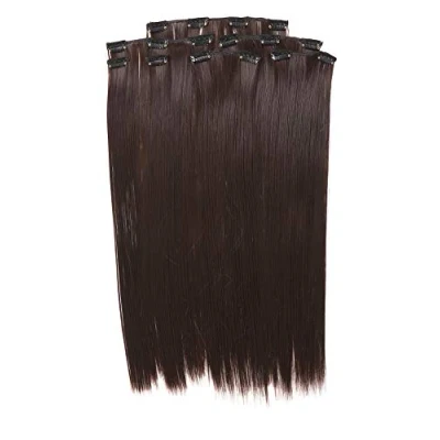 Immagine di Prettyland statico libero lunga 7 pezzi Clip in Extension 50cm pezzo capelli lisci set di dei Nero marrone 04
