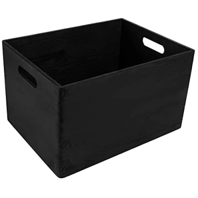 Immagine di Creative Deco XL Grande Scatola in Legno Nera 40 x 30 24 cm (+/ 1 cm) Scatole con Maniglie Cassetta Conteniore Portaoggetti Portagiochi Ideale per Decoupage Documenti e Attrezzi