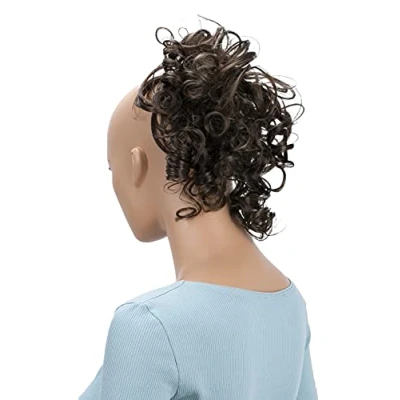 Immagine di CAISHA Parrucchino Scrunchie Updo Acconciature Voluminoso Ricci Disordinato Bun Bruna Con Riflessi G19L