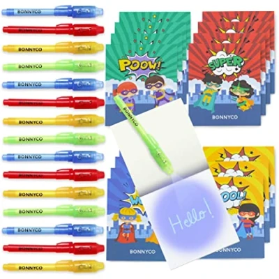 Immagine di BONNYCO Penna Invisibile e Taccuino, 16 Pezzi Super Eroi Gadget Compleanno Bambini, Bomboniere Compleanno, Giocattoli Pignatta Regalini Fine Festa Bambino Bambini Supereroi