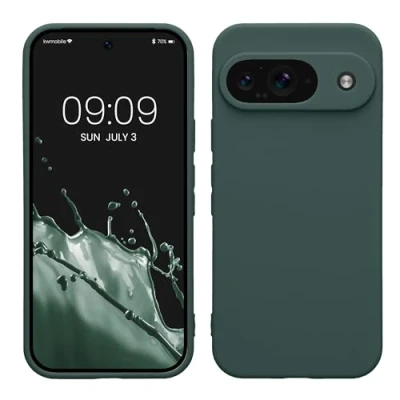 Immagine di kwmobile Custodia Compatibile con Google Pixel 9 Cover Back Case per Smartphone in Silicone TPU Protezione Gommata verde muschio