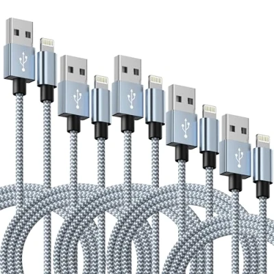 Immagine di IDISON Cavo Caricatore iPhone, MFi Certificato Nylon 5 Pacchetto (3M 2M 1M 1M) Apple Lightning Cavetto Compatibile iPhone 114 13 12 11 ProMax XS XR 8 Plus 7 6s 5c Air iPad Mini iPod
