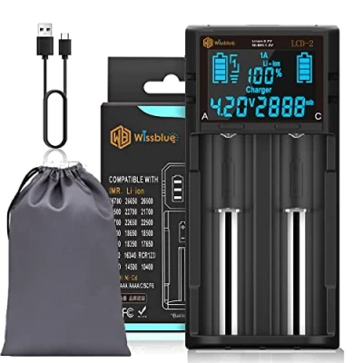 Immagine di LCD 2 AA 18650 caricabatterie 3.7V 1.2V schermo può visualizzare la capacità, 2A caricatore rapido per batterie agli ioni di litio 26650 21700 18490 18350 17670 17500 16340 14500, RCR123A, NI M