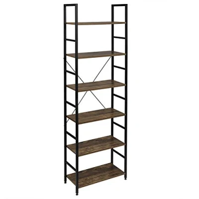Immagine di EUGAD Scaffale ad Angolo Multifunzionale Libreria Scaletta con 6 Ripiani Scaffalatura Portaoggetti Mobile Autoportante per Studio Sala Design Industriale Legno Vintage 0011ZWJ